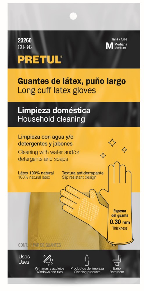 GUANTES LATEX MED AMARILLO PRETUL