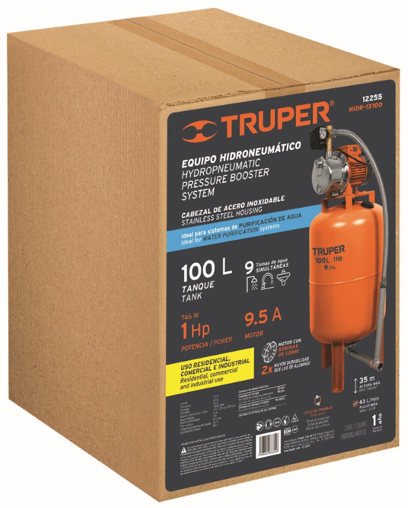 BOMBA HIDRONEUMATICA 1HP 100L