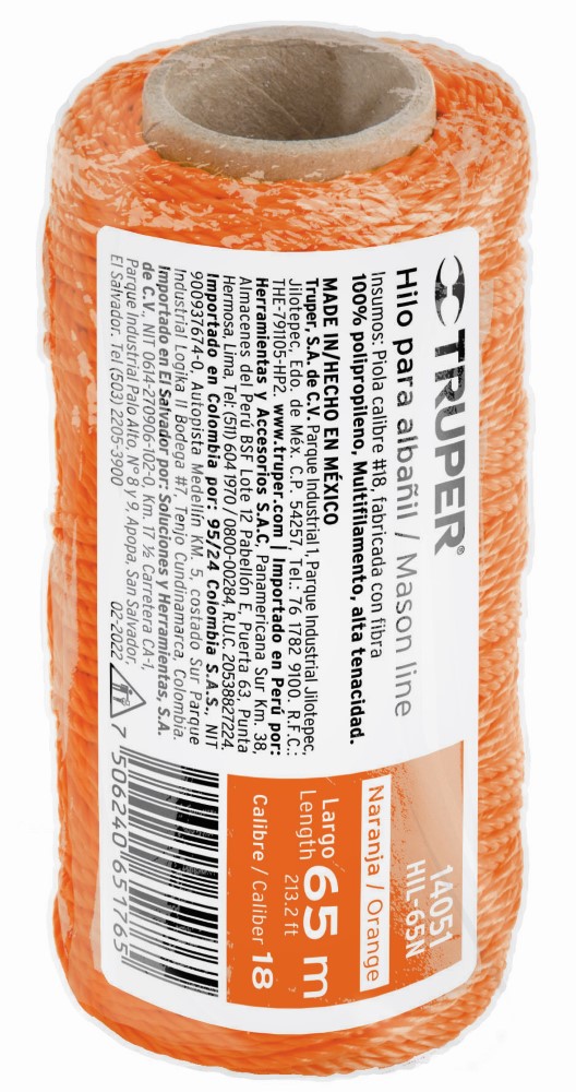 HILO ALBAÑIL 65 M NARANJA 14051