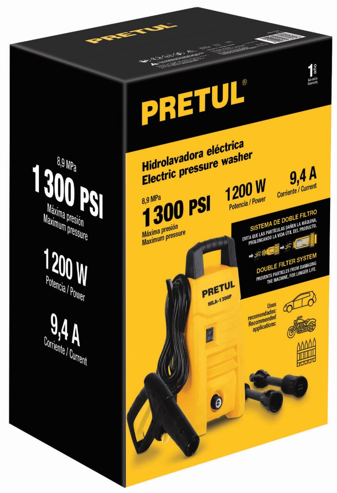 HIDROLAVADORA ELECTRICA 1300PSI PRETUL