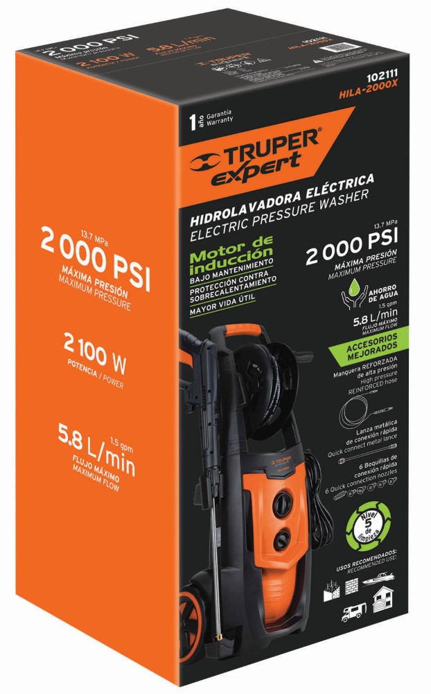 HIDROLAVADORA ELECTRICA 2000 PSI MOT IND