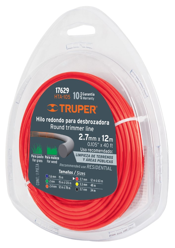 HILO PARA DESBROZADORA 2.7M 12M ROJO