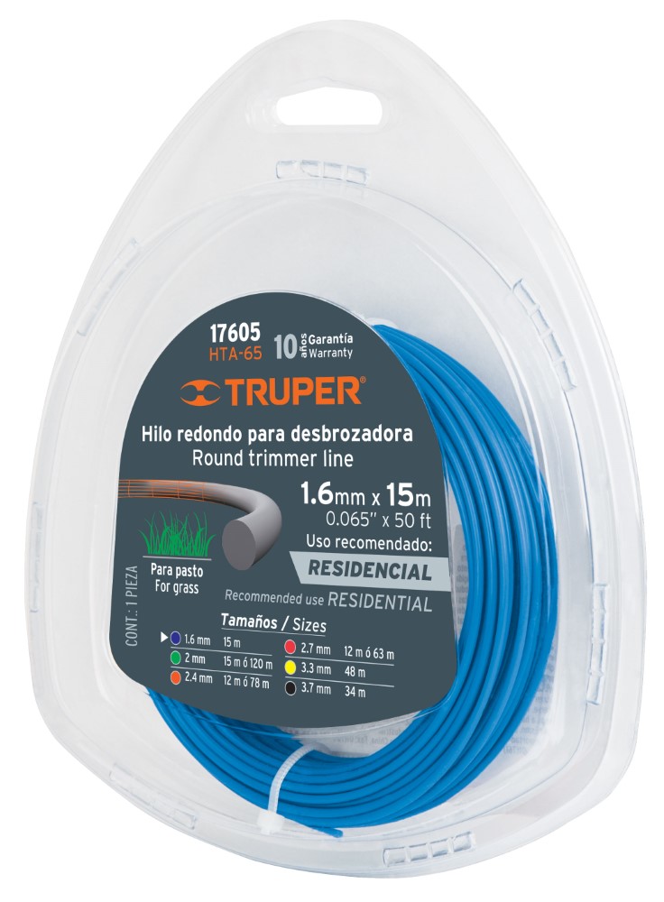 HILO PARA DESBROZADORA 1.6MM 15M AZUL
