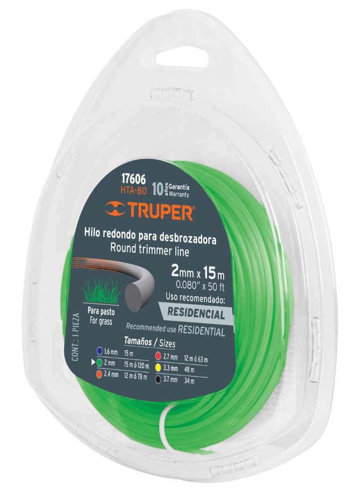 HILO P/DESBROZADORA 2MM X 12M VERDE