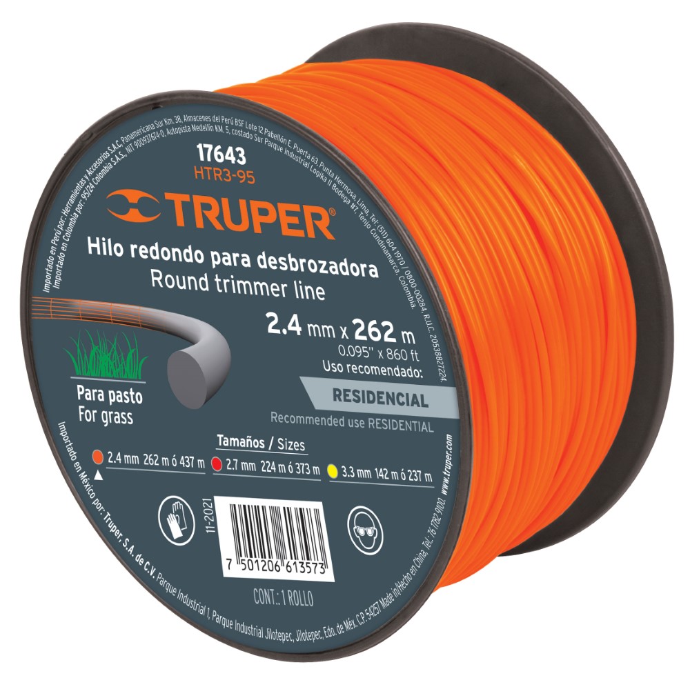 HILO DESBROZADORA 262M 2.4MM NARANJA