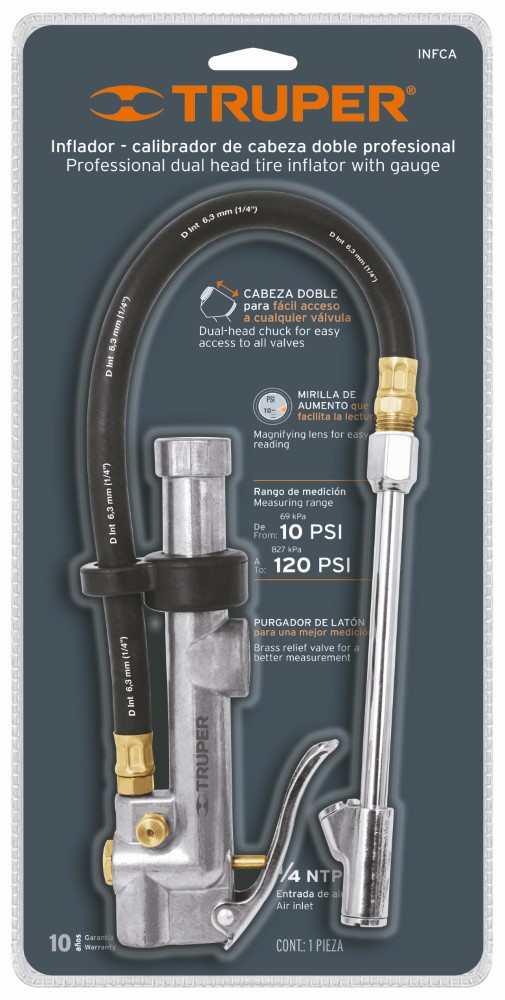 INFLADOR DOBLE CON CALIBRADOR METAL