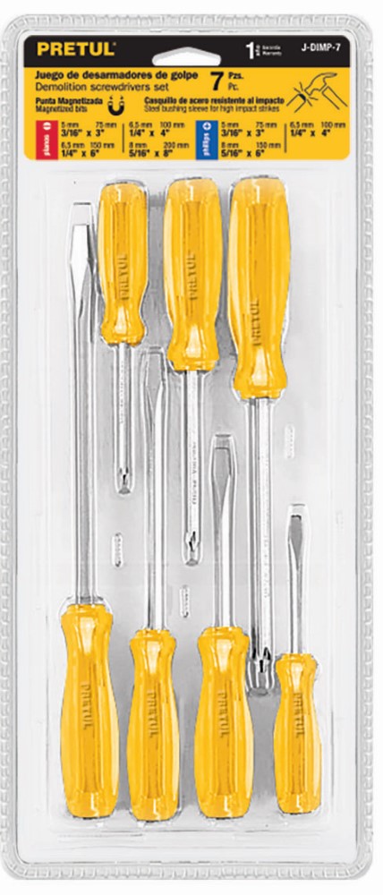 JUEGO DESARMADORES IMPACTO 7 PIEZAS PRET