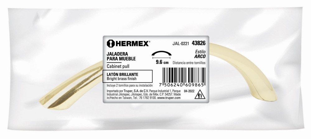 JALADERA LATON BRILLANTE ESTILO ARCO