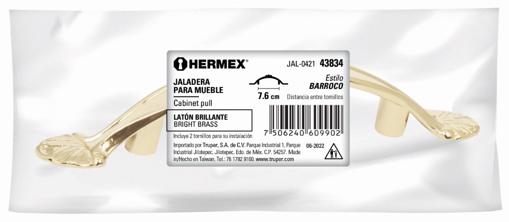 JALADERA LATON BRILLANTE ESTILO BARROCO