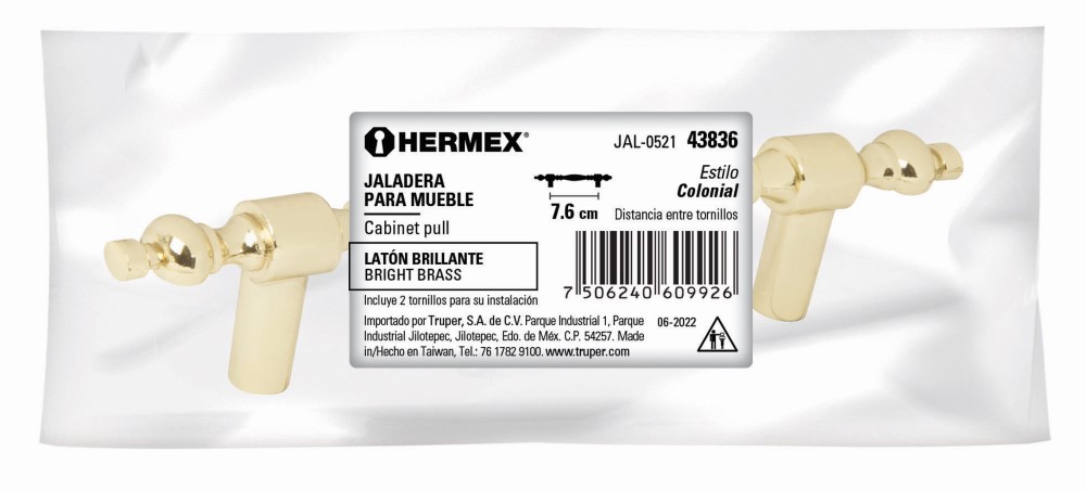 JALADERA LATON BRILLANTE ESTILO COLONIAL