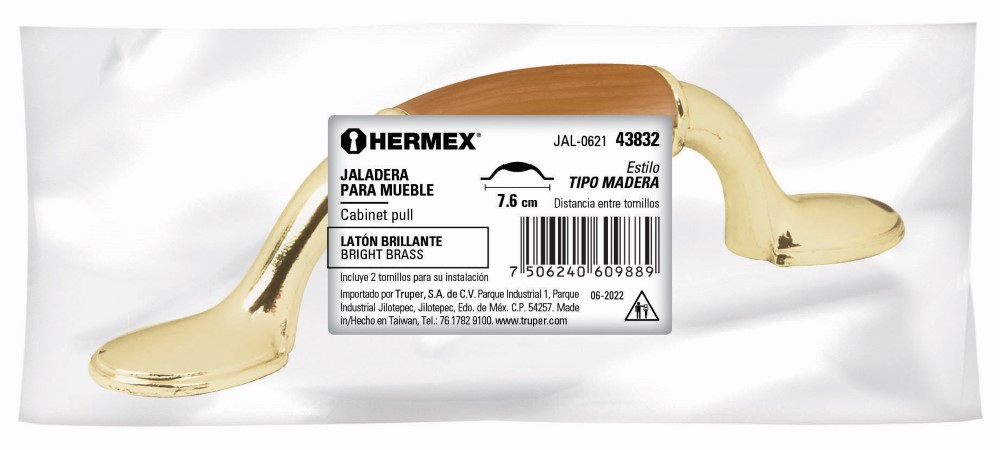 JALADERA LATON BRILLANTE C/ INSERTO ZINC