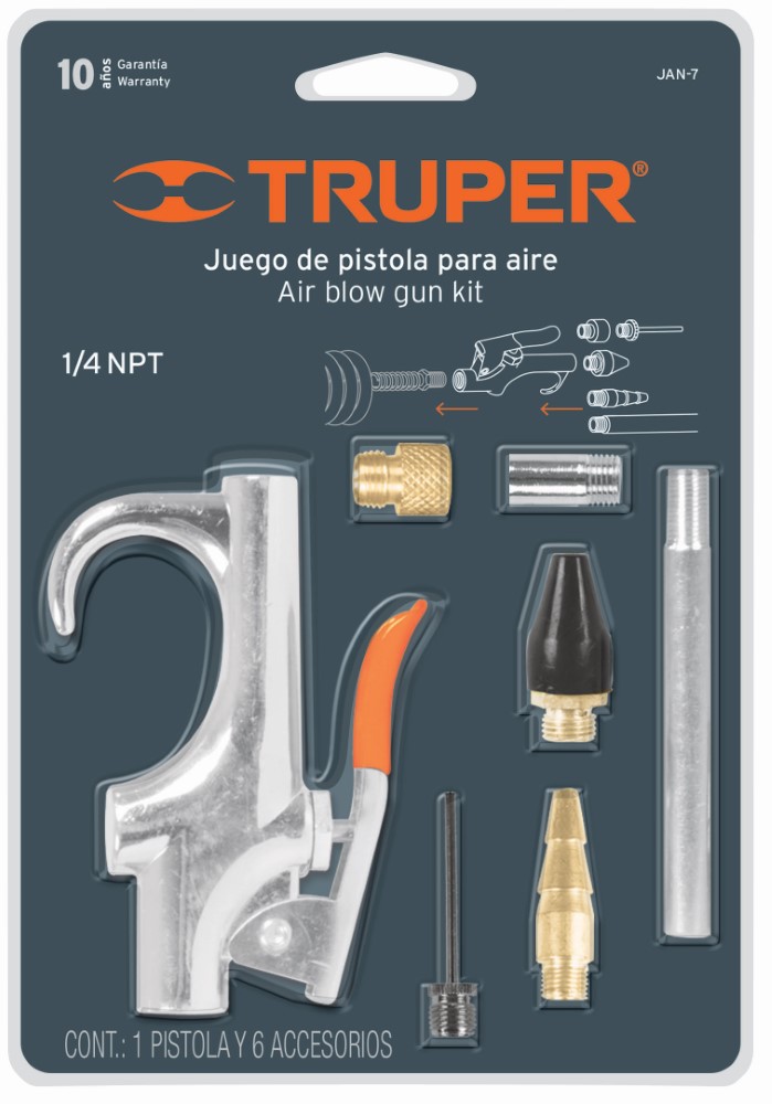 JUEGO PISTOLA 6 BOQUILLAS COMPRESOR AIRE