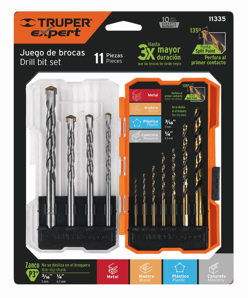 JUEGO 11 BROCAS METAL/CONCRETO 11335