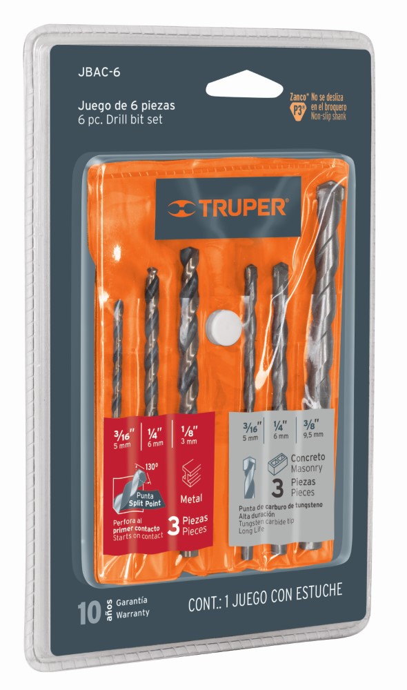 JUEGO 6 BROCAS METAL Y CONCRETO 11336