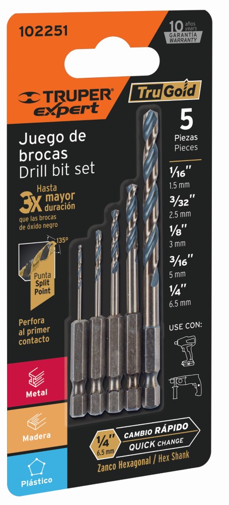 JGO DE 5 BROCAS HSS P/METAL ZANCO CAMB R