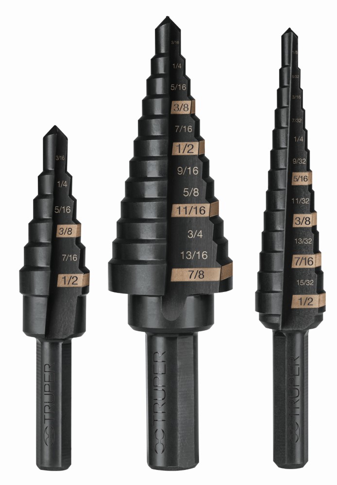 JUEGO 3 BROCAS ESCALONADAS OXIDO NEGRO