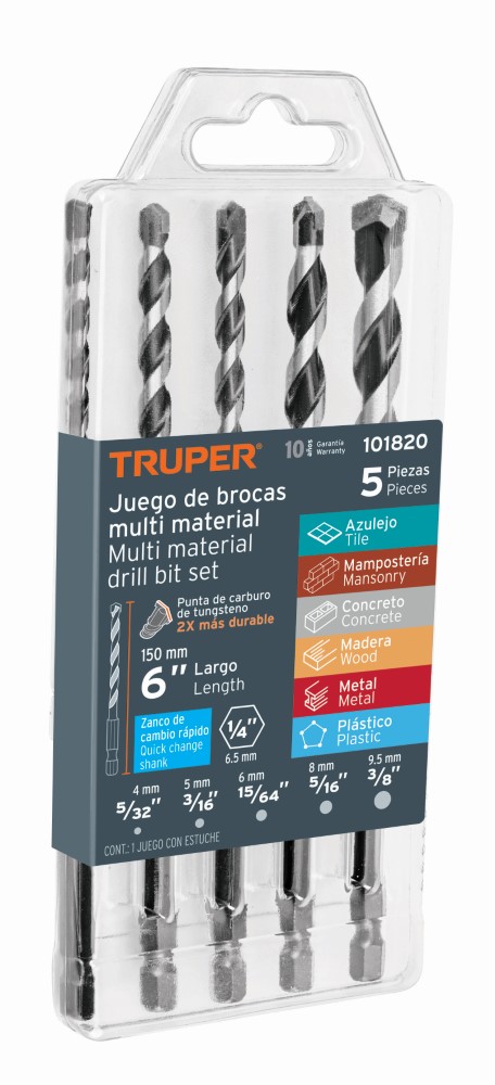 JUEGO 5 BROCAS MULTIMATERIAL TRUPER