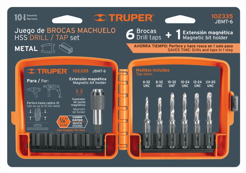 JGO 6 BROCAS HSS C/MACHUELO P/METAL TRUP