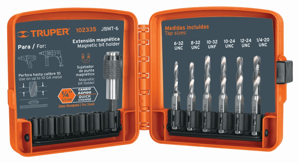 JGO 6 BROCAS HSS C/MACHUELO P/METAL TRUP