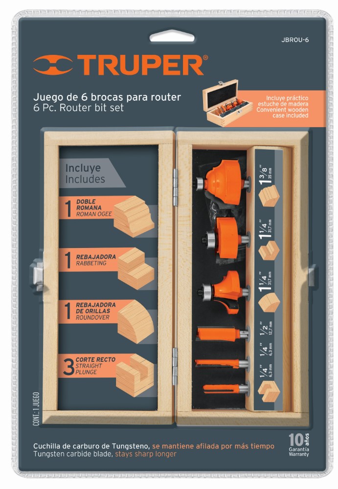 JUEGO BROCAS ROUTER 6 PIEZAS
