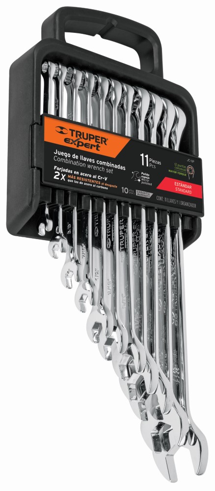 JUEGO 11 LLAVES COMBINADAS PULIDA STD XL