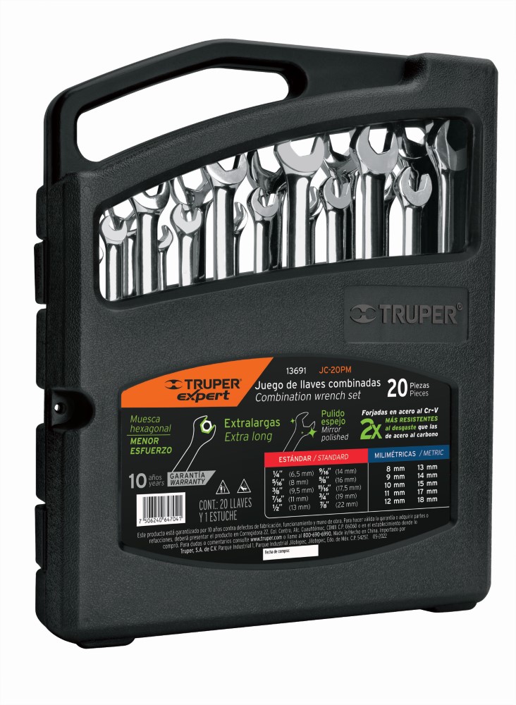 JUEGO 20 LLAVES COMBINADAS PULIDAS MIXTA