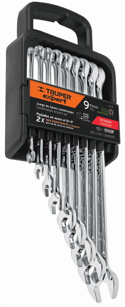 JUEGO 9 LLAVES COMBINADAS PULIDAS STD XL