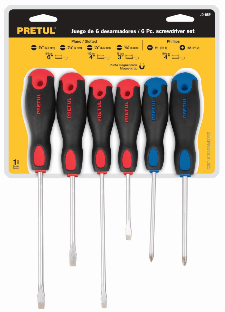 JUEGO DESARMADORES 6 PIEZAS MANGO COMFOR