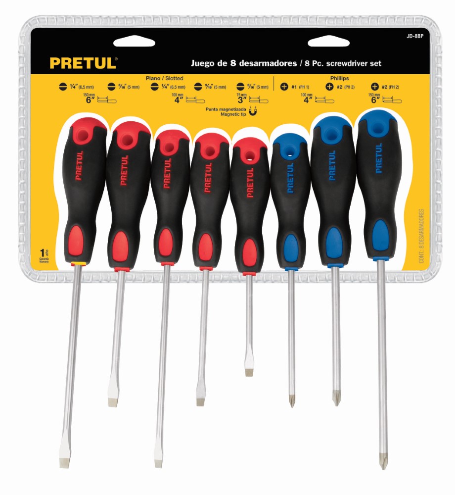 JUEGO DESARMADORES 8 PIEZAS MANGO 20219