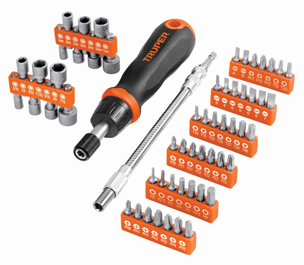 JUEGO DESARMADOR TIPO MATRACA 58 PIEZAS