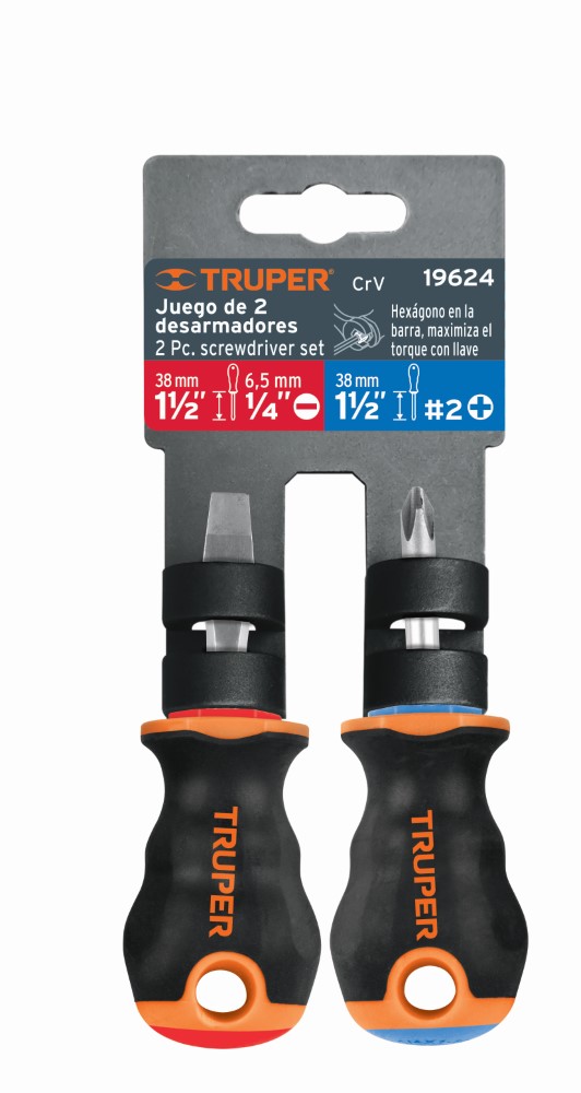 JUEGO 2 DESARMADORES 3/16X4 MANGO  19624