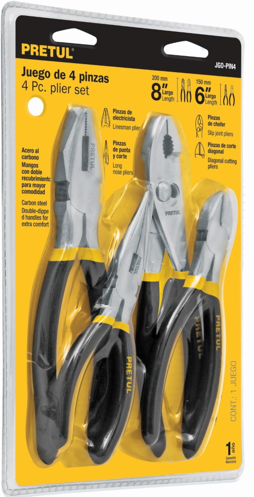 JUEGO PINZAS 4 PIEZAS PRETUL