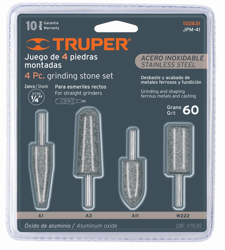 JGO 4 PIEDRAS MONTADAS 1/4 ACERO INOX