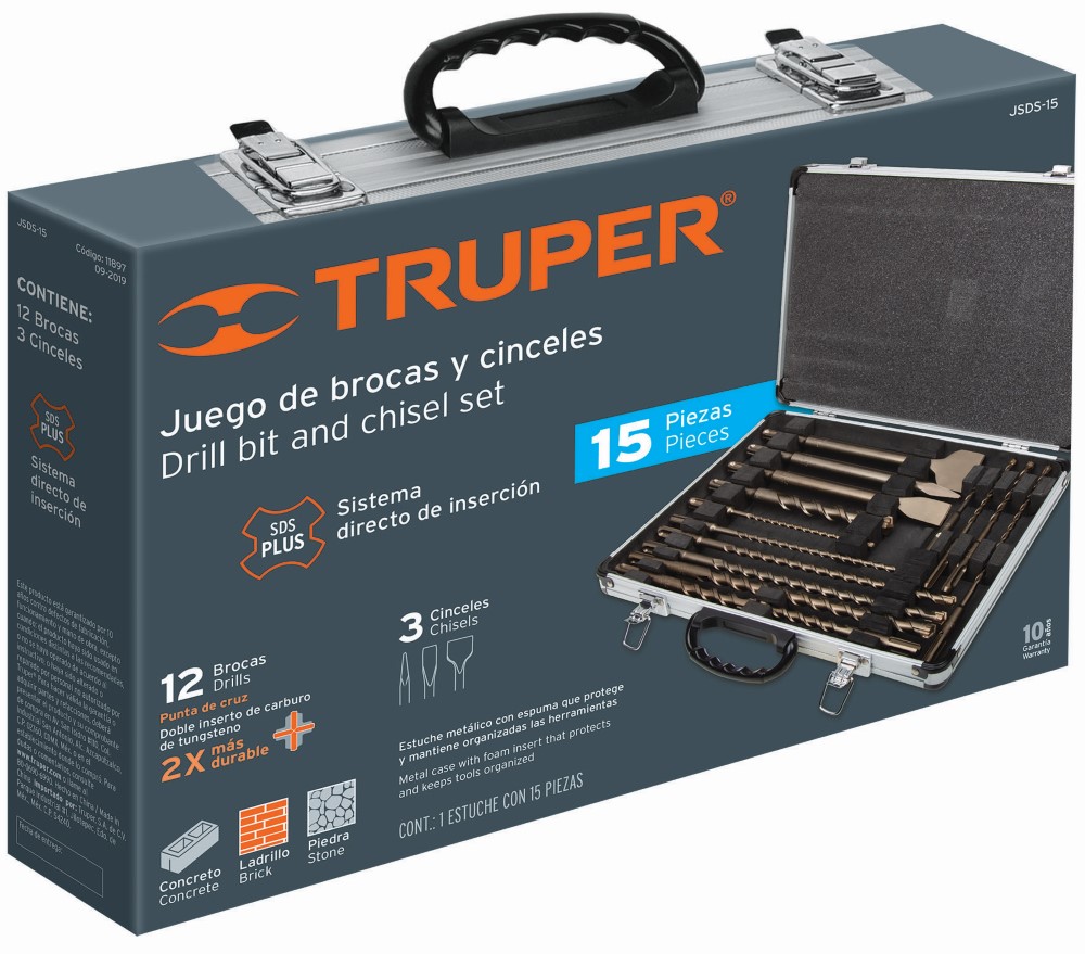JUEGO DE BROCAS Y CINCELES SDS PLUS 15 P