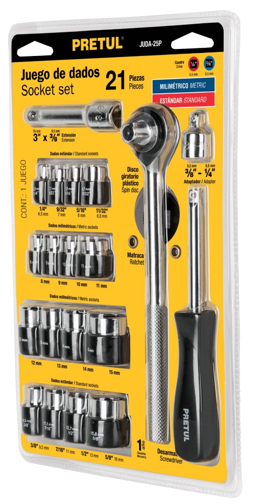 JUEGO DE DADOS CUADRO 1/4 Y 3/8