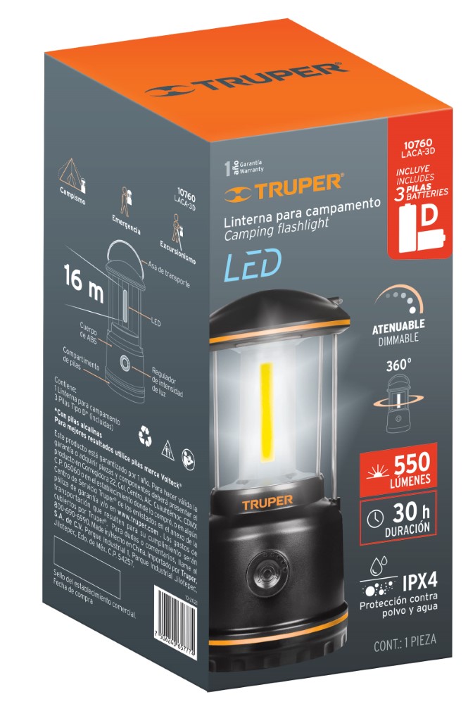 LINTERNA LED CAMPAMENTO 550L
