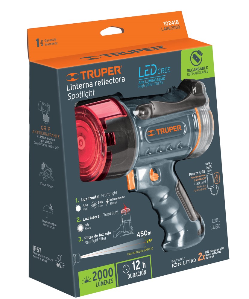 LAMPARA LED 2000 LM RECARGABLE ALTA POTE