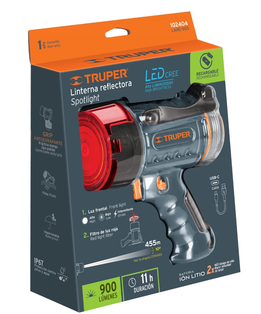 LAMPARA LED 900LM RECARGABLE ALTA POTENC