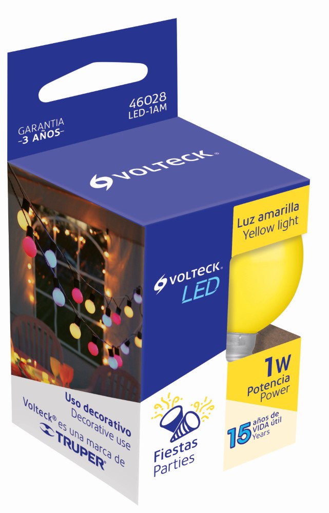 LAMPARA LED G45 127 V 1 W AMARILLO 46028