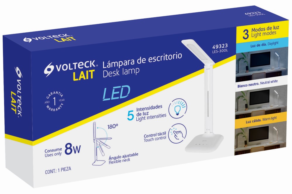 LAMPARA LED 8W 5 NIV ILUM P/ESCRITORIO