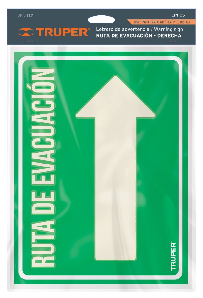 LETRERO DE SEÑALIZACION RUTA EVACUACIÓN