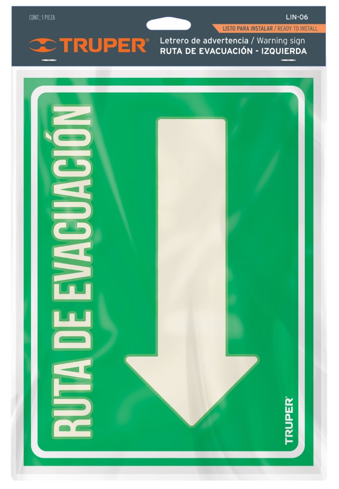 LETRERO DE SEÑALIZACION RUTA EVACUACIÓN