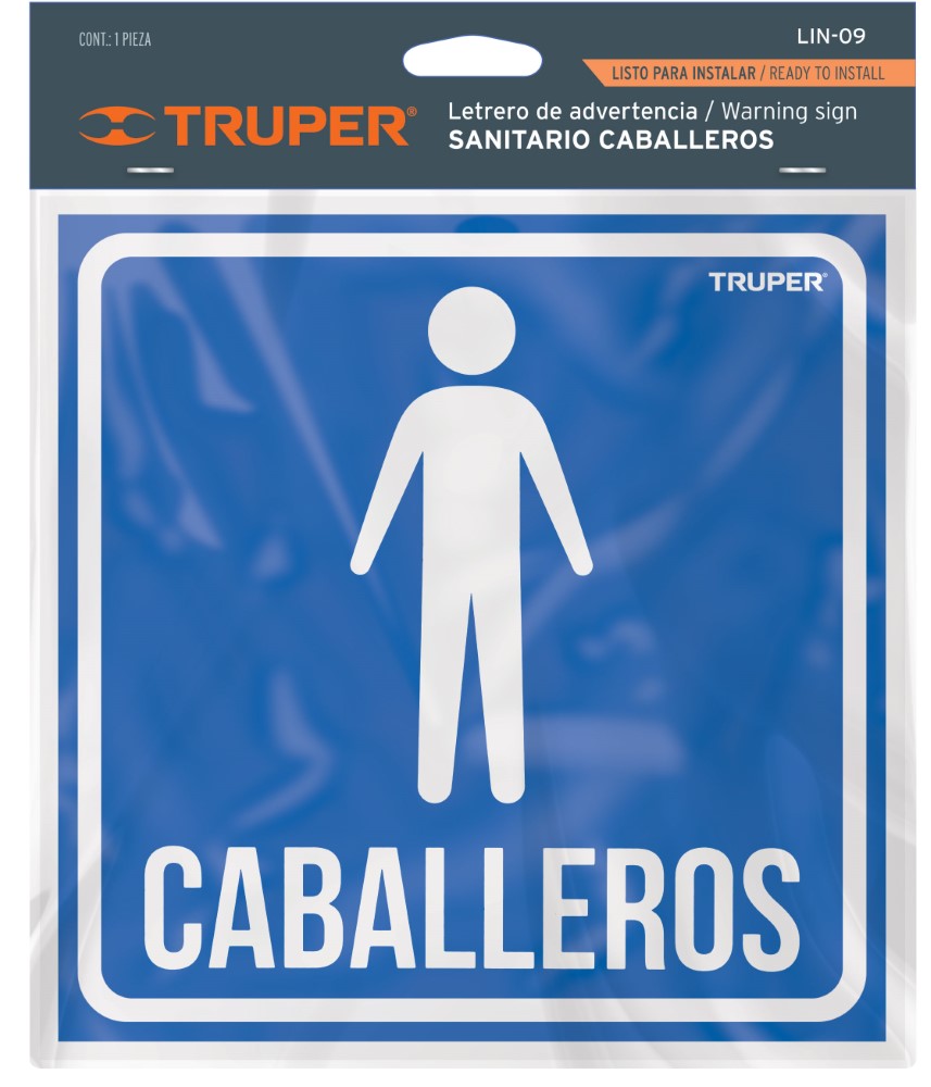 LETRERO DE SEÑALIZACION CABALLEROS 19 X