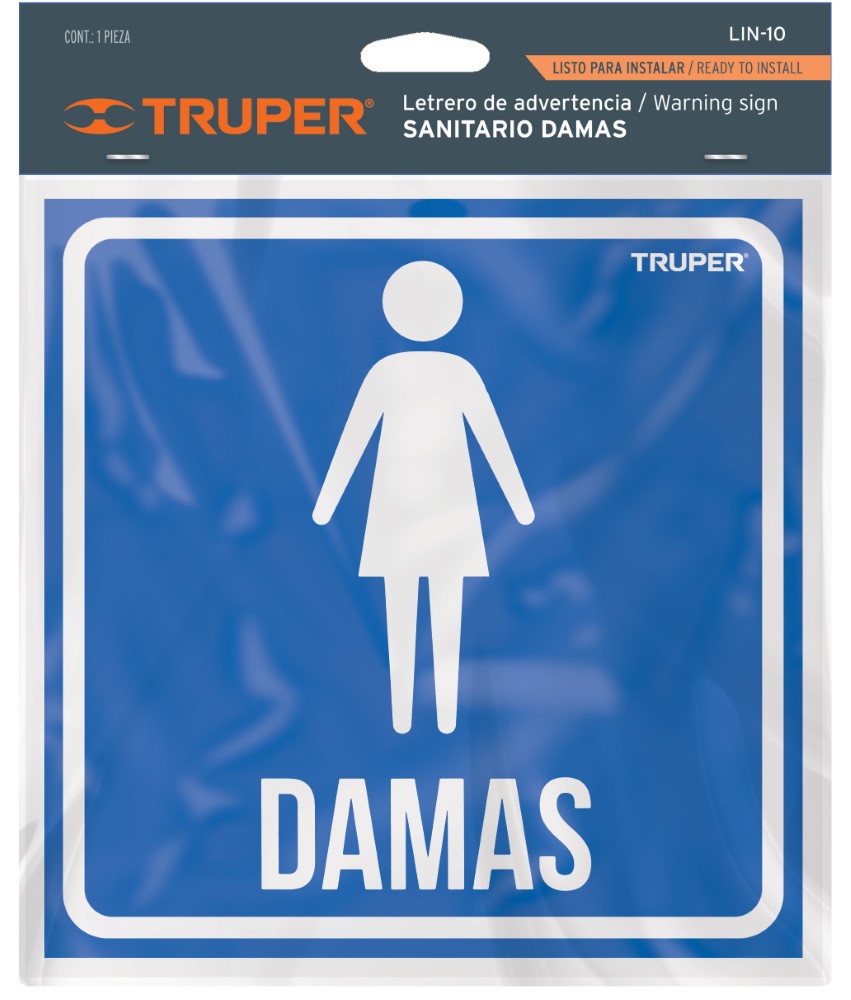 LETRERO DE SEÑALIZACION DAMAS 19 X 19 CM