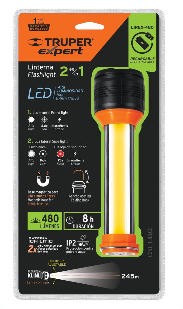 LINTERNA RECARGABLE CON LUZ EMERGENCIA 4