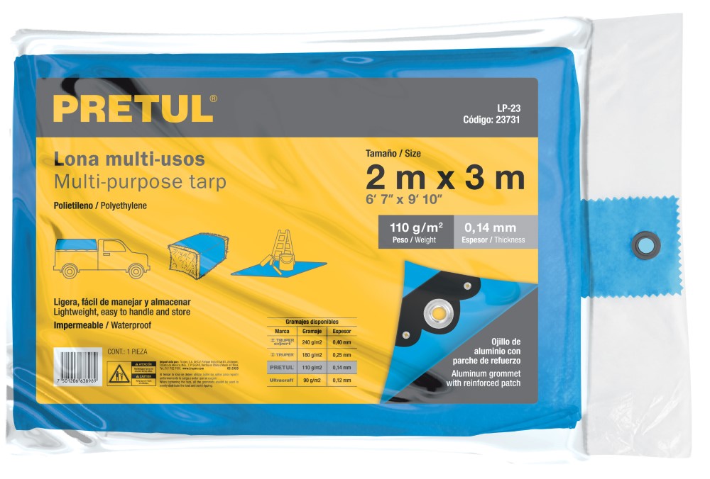 LONA AZUL 2 X 3M 23731 PRETUL