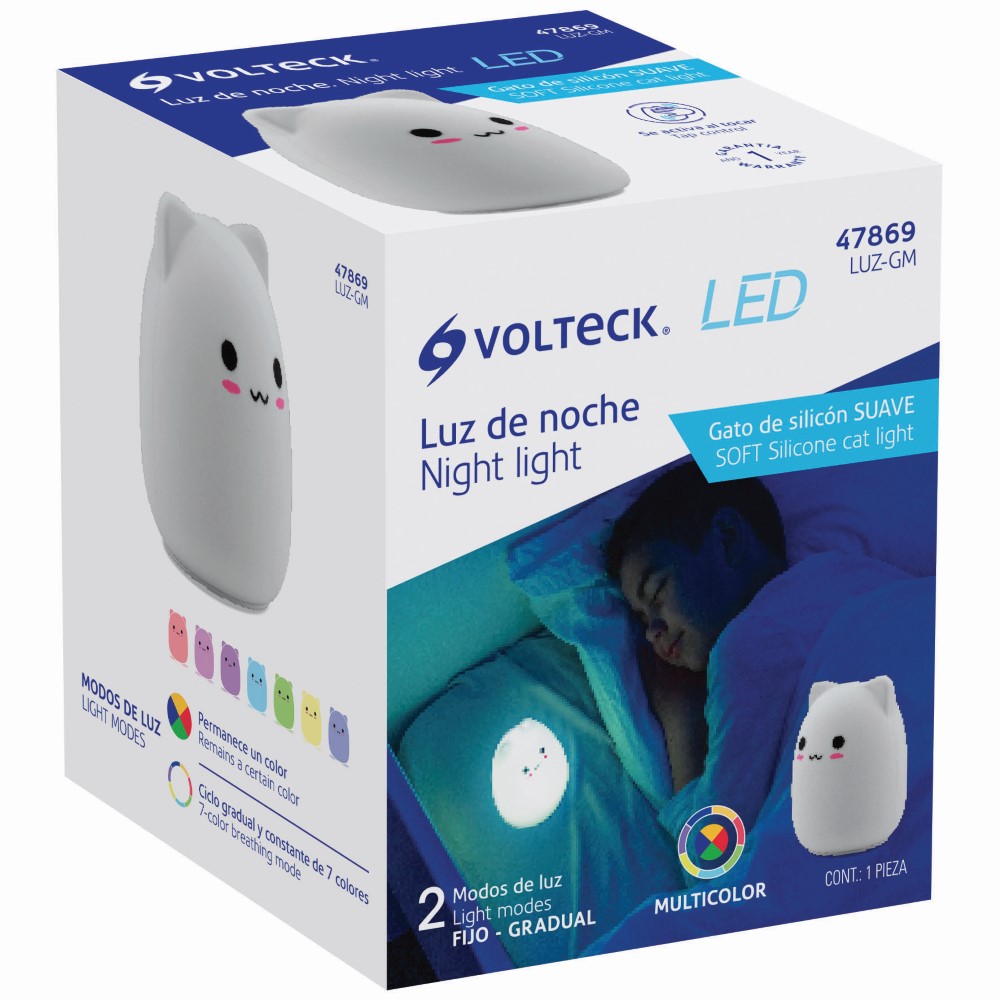 LUZ DE NOCHE LED GATO MULTICOLOR 47869