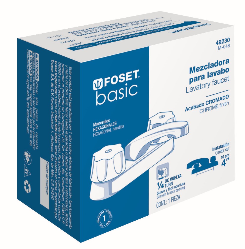 MEZCLADORA LAVABO RECTA TRAD 1/4 BASIC