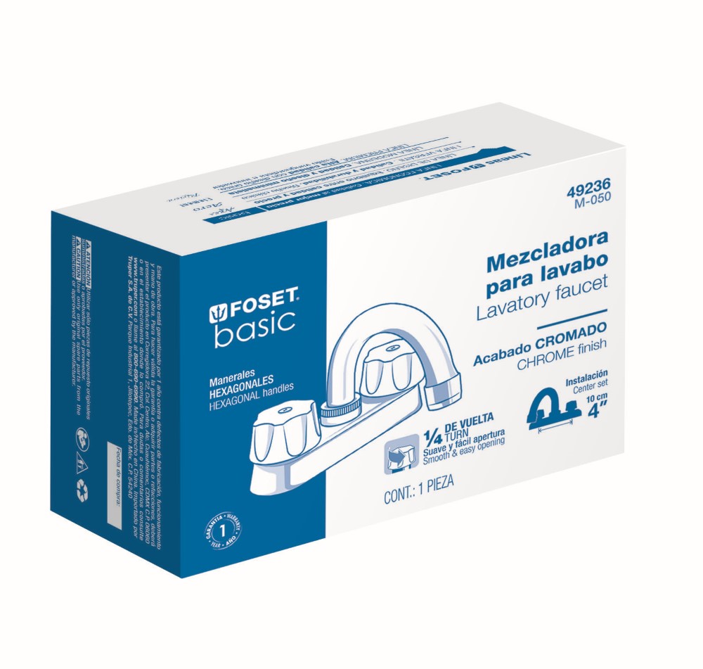 MEZCLADORA LAVABO CURVO TRAD 1/4 BASIC