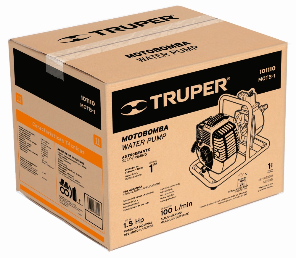 MOTOBOMBA AUTOCEBANTE 1X1 1 1/2 HP GASOL